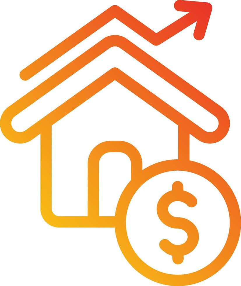 A house with a dollar sign and an arrow going up vector