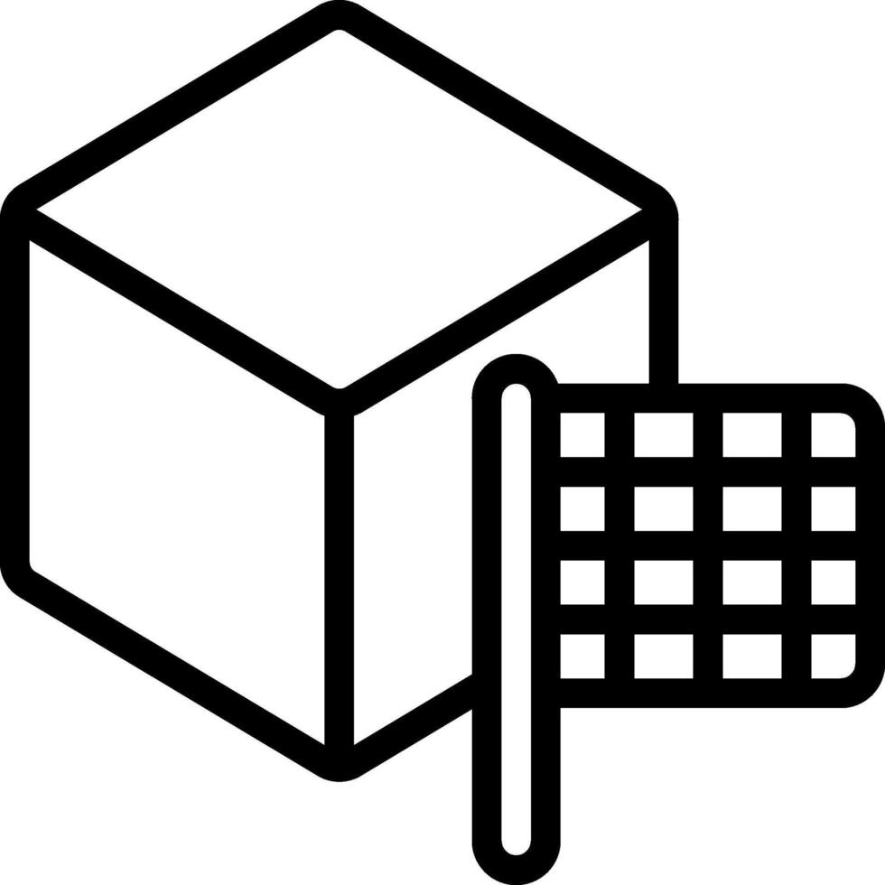 A black and white image of a box with a net vector