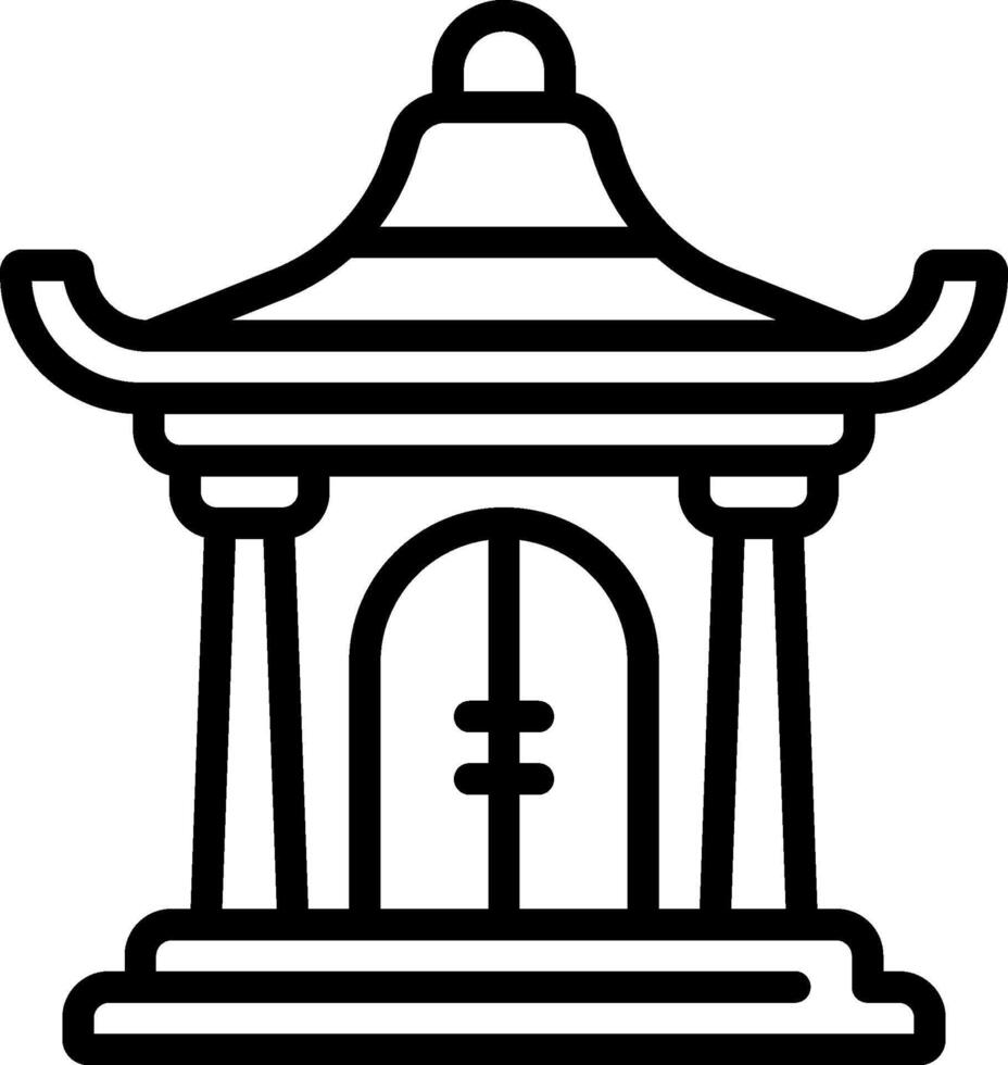 A black and white illustration of a pagoda vector
