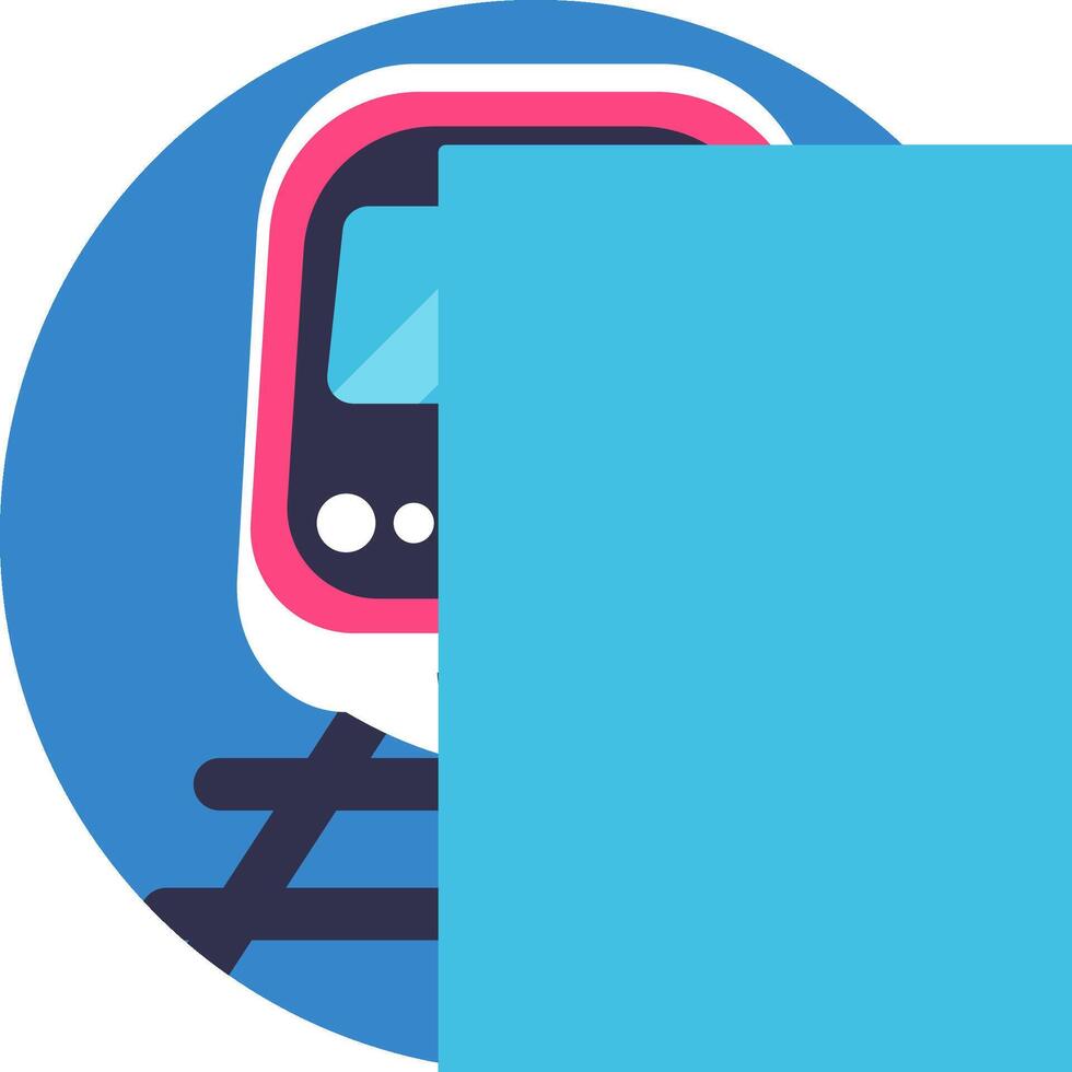 A train is shown in a blue circle with a white background vector