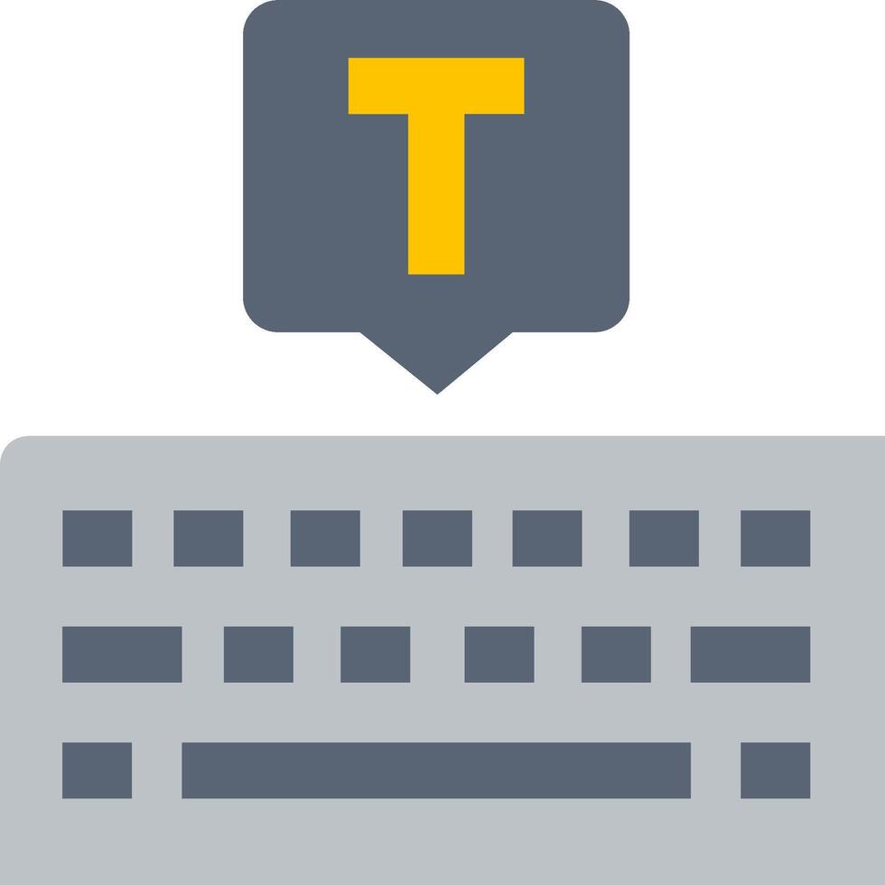 A keyboard with a yellow letter t on it vector