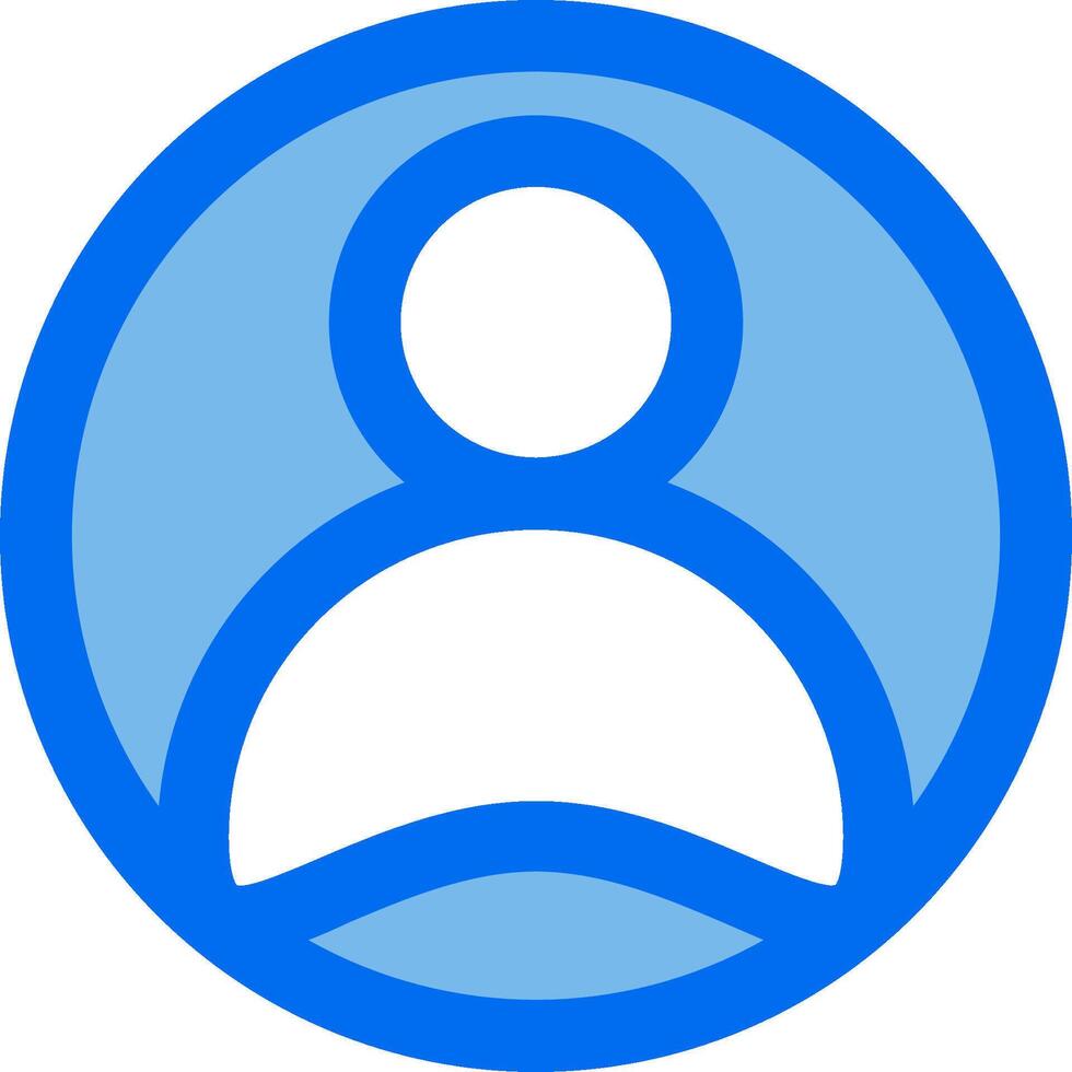 A blue and white icon with a person in the center vector