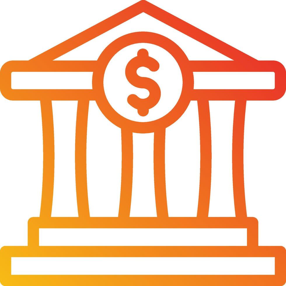An orange and yellow icon of a bank building vector