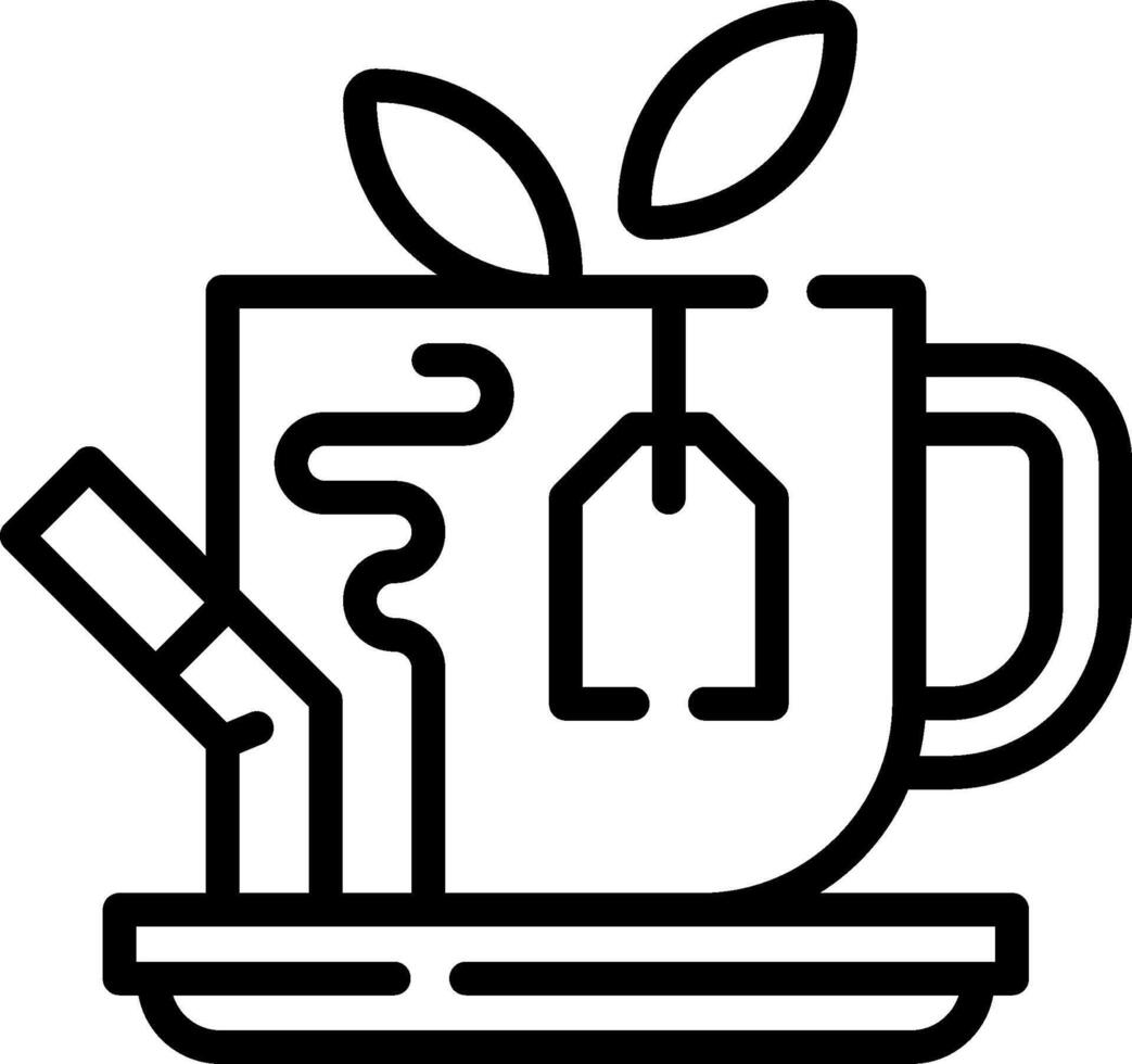 Tea cup icon with leaves and a tea bag vector