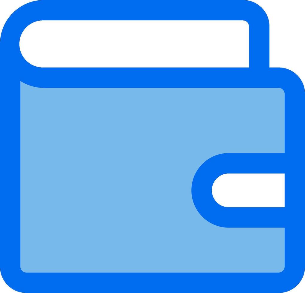 A blue wallet icon with a blue handle vector