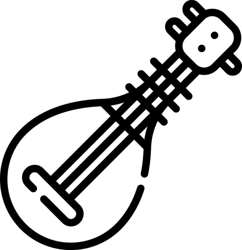 A black and white drawing of a mandolin vector