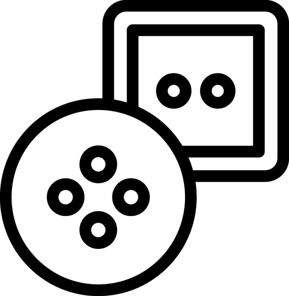 A black and white icon of a button and a square vector