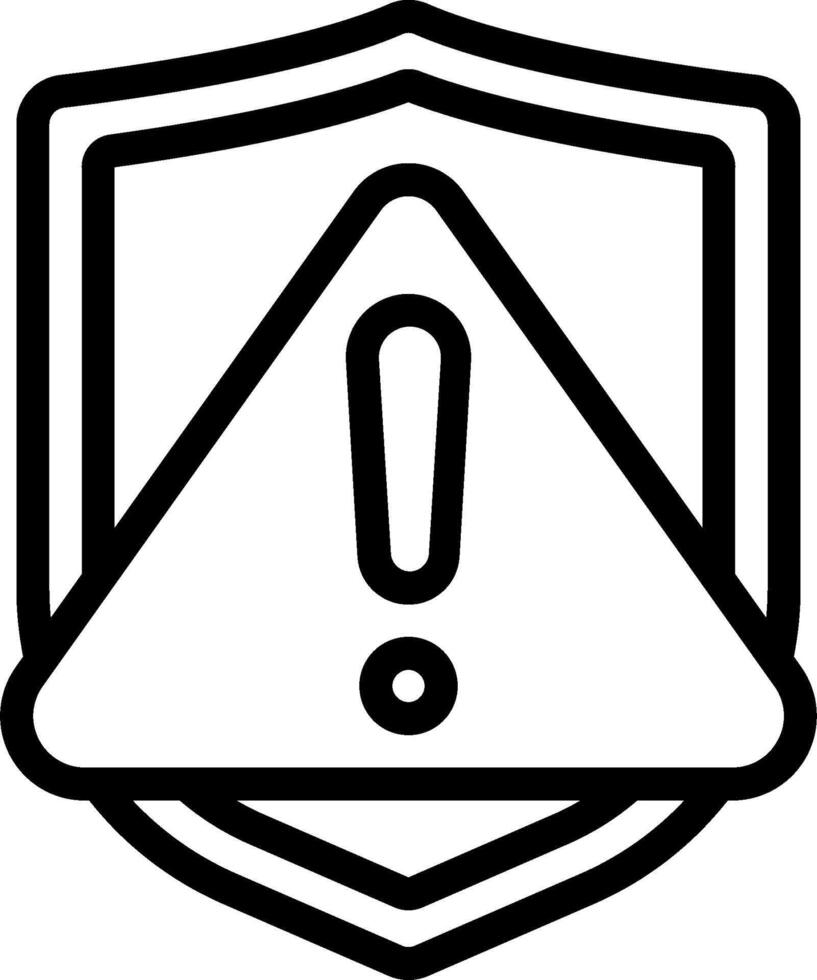 A black and white image of a shield with an exclamation mark vector