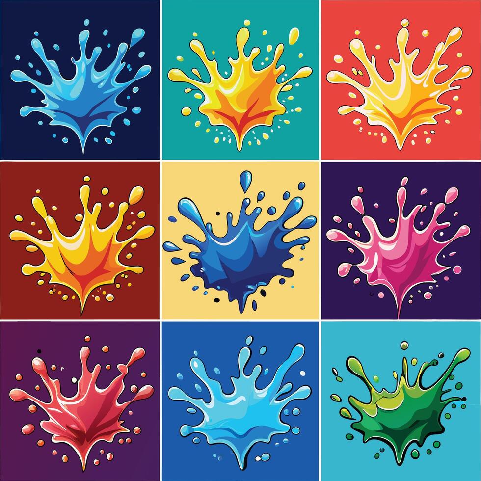 Dynamic Water Splash Set, Fluid Motion and Splash Effects vector