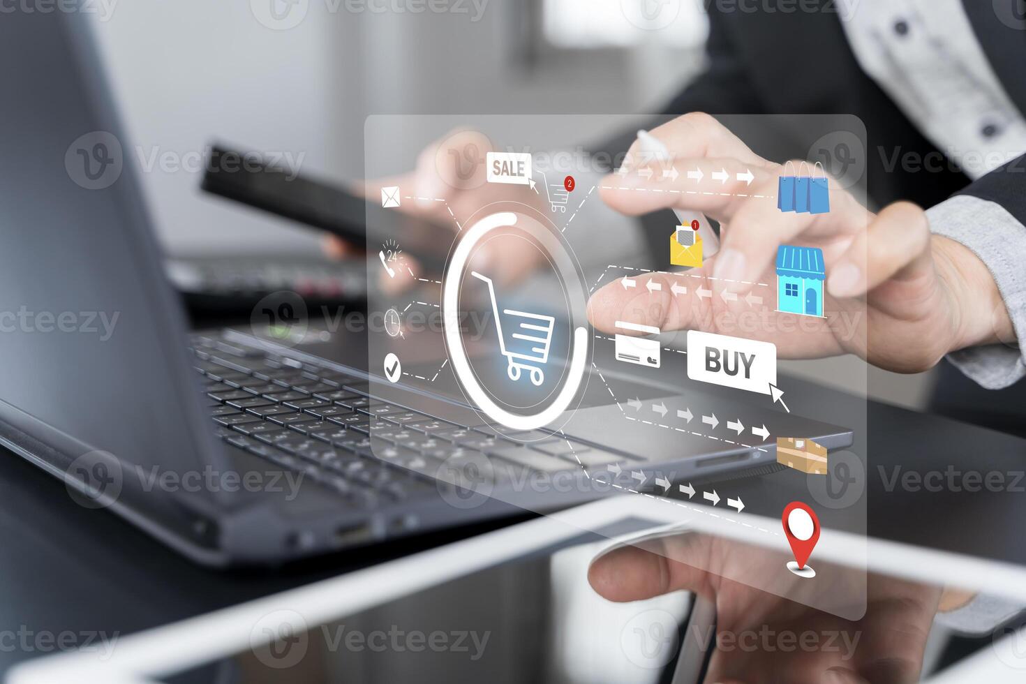 Business ecommerce concept, online purchase, ecommerce store, online business, shopping on the internet. photo