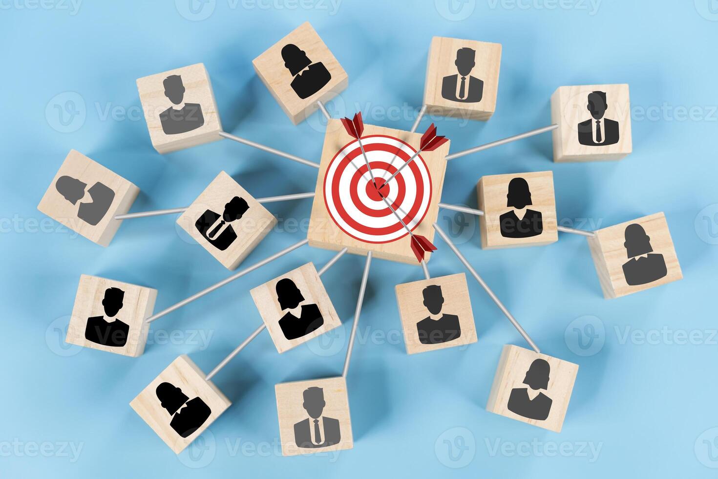 Target connection linkage with human icon for customer focus target group and customer relation management concept. photo
