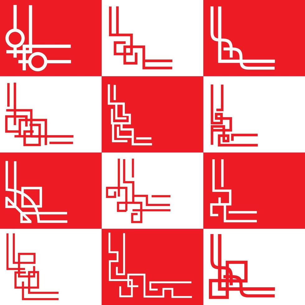 Set of Chinese corner frame vector