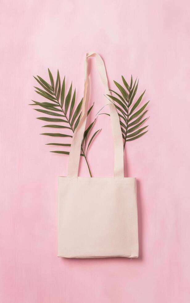Chic Minimalist Tote. Mockup of an Eco-Conscious Bag Against a Nature-Inspired Background photo