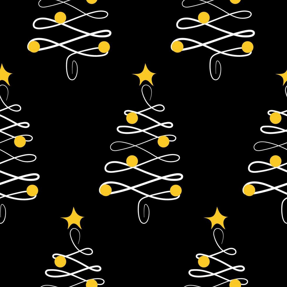 Minimalistic Christmas Tree and Star Pattern on Black Background vector