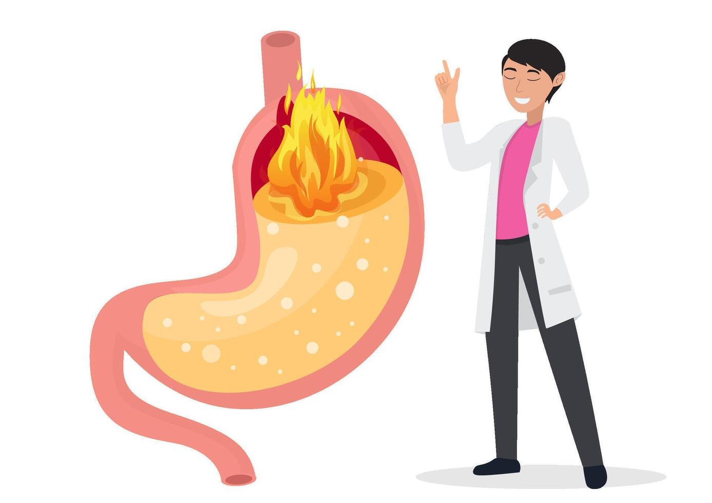 medical specialist Explain acid reflux disease and gastritis. vector