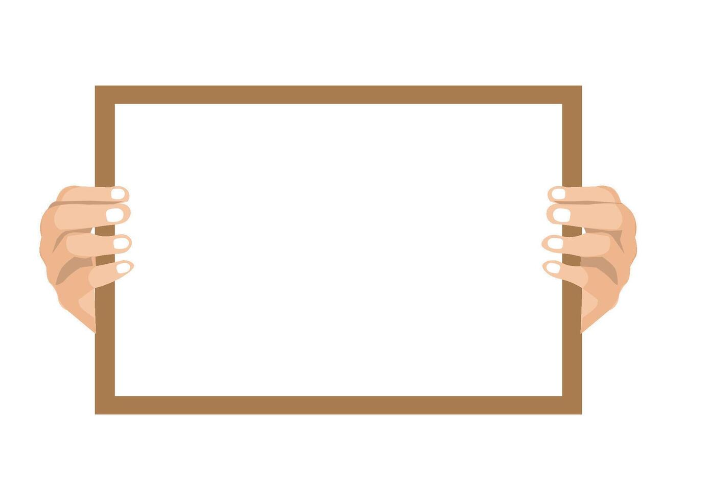 Blank whiteboard with human hands holding it on both sides vector