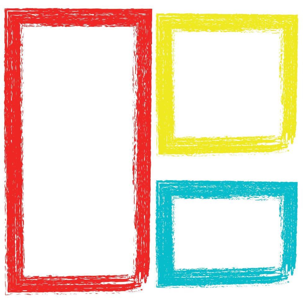 Grunge brush stroke colorful frame set vector