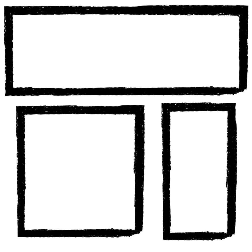Three grunge brush stroke frame vector