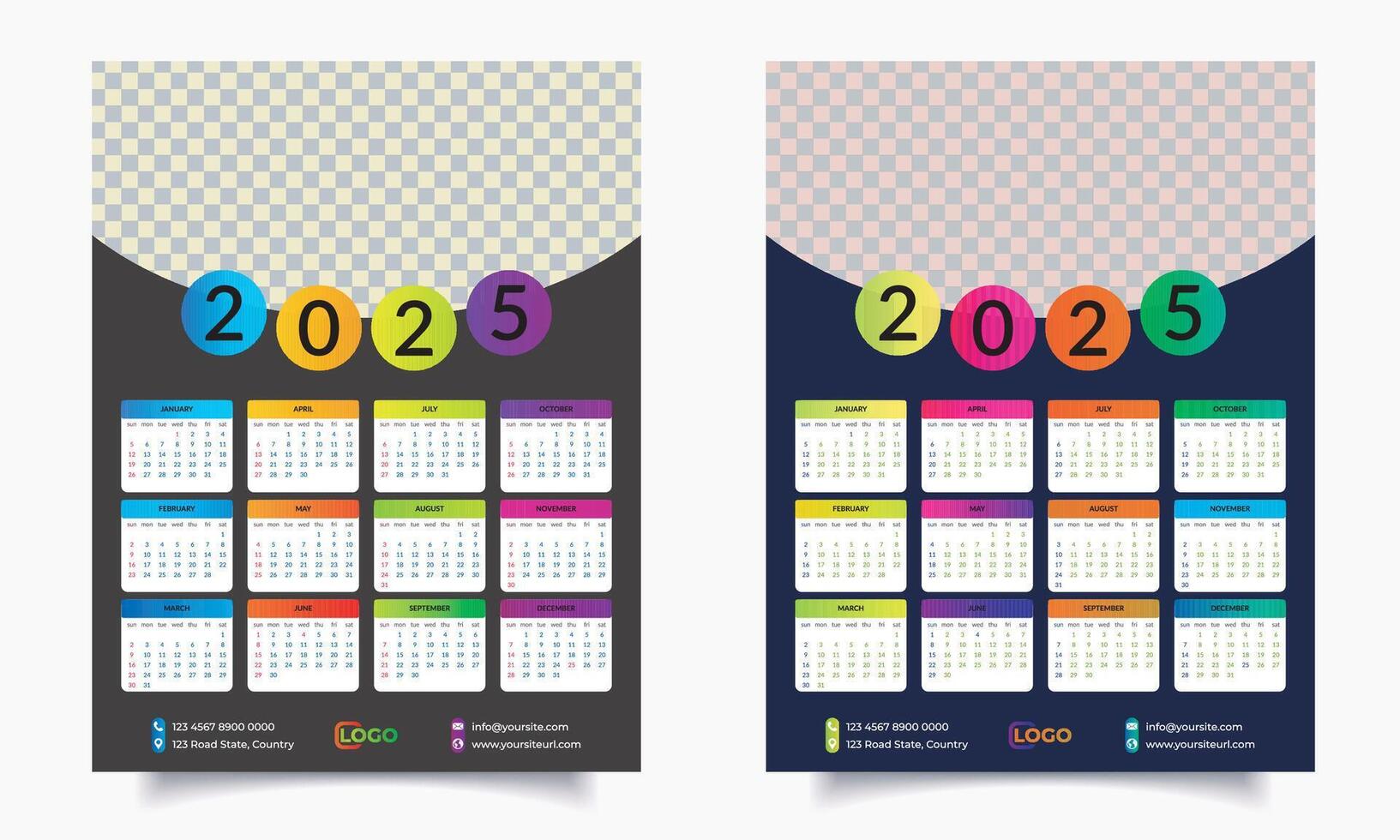 2025 calendar design template vector
