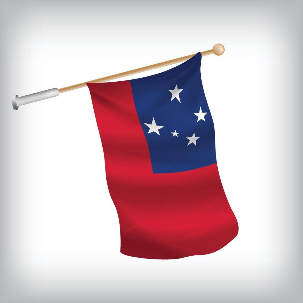 Realistic illustration of Samoa flags waving on the wall. The set is in the flag collection vector