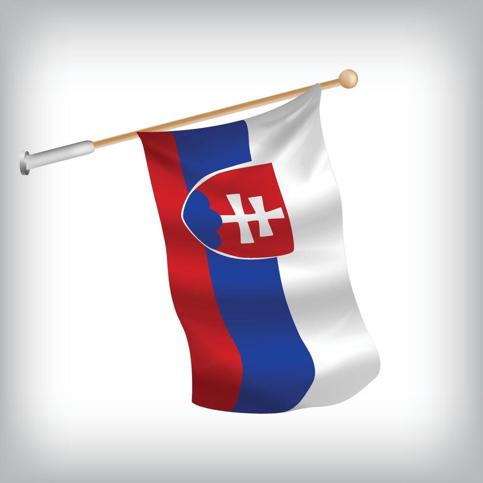 Realistic illustration of Slovenia flags waving on the wall. The set is in the flag collection vector