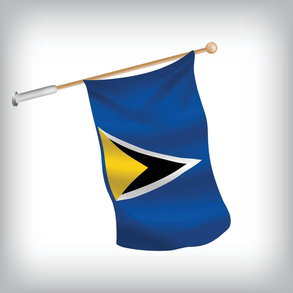 Realistic illustration of St Lucia flags waving on the wall. The set is in the flag collection vector