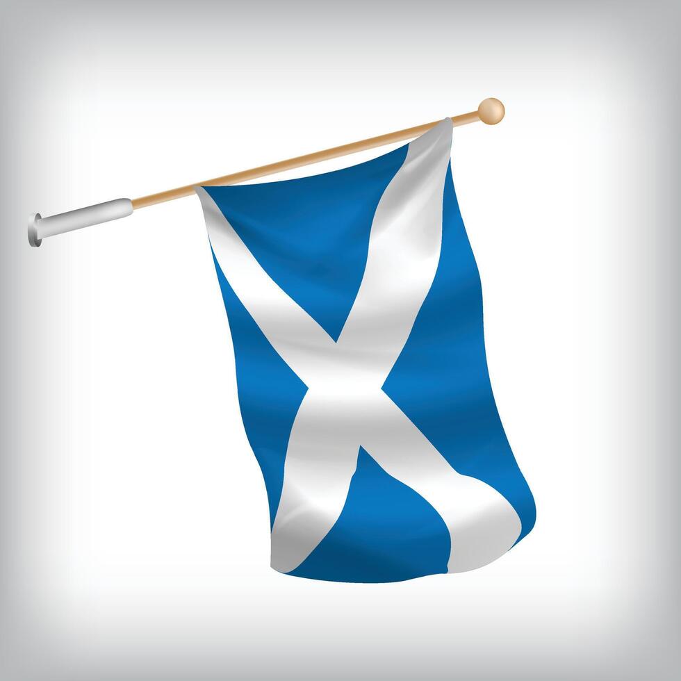 Realistic illustration of Scotland flags waving on the wall. The set is in the flag collection vector