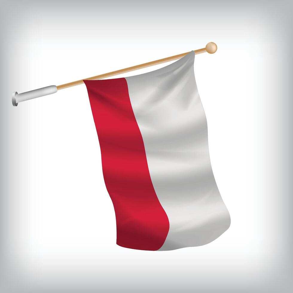 Realistic illustration of Poland flags waving on the wall. The set is in the flag collection vector
