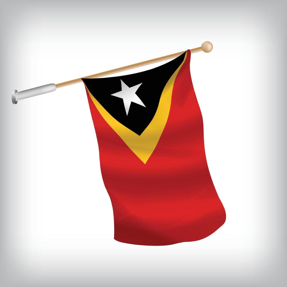Realistic illustration of Timor Leste flags waving on the wall. The set is in the flag collection vector
