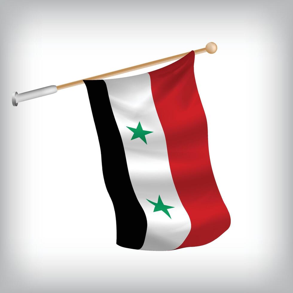 Realistic illustration of Syria flags waving on the wall. The set is in the flag collection vector