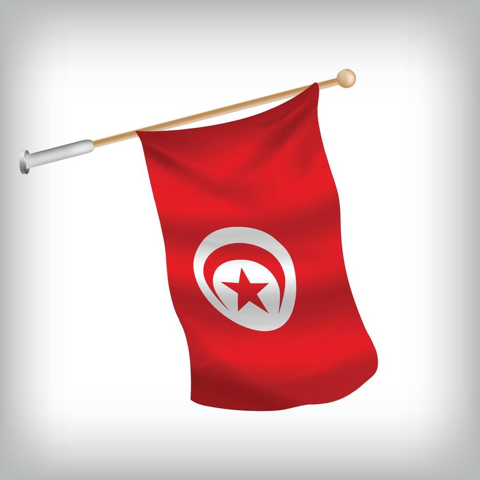 Realistic illustration of Tunisia flags waving on the wall. The set is in the flag collectiont vector