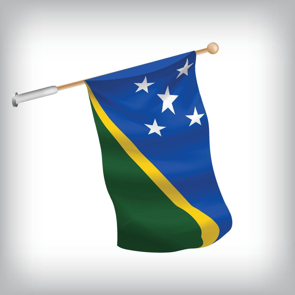 Realistic illustration of Solomon Islands flags waving on the wall. The set is in the flag collection vector