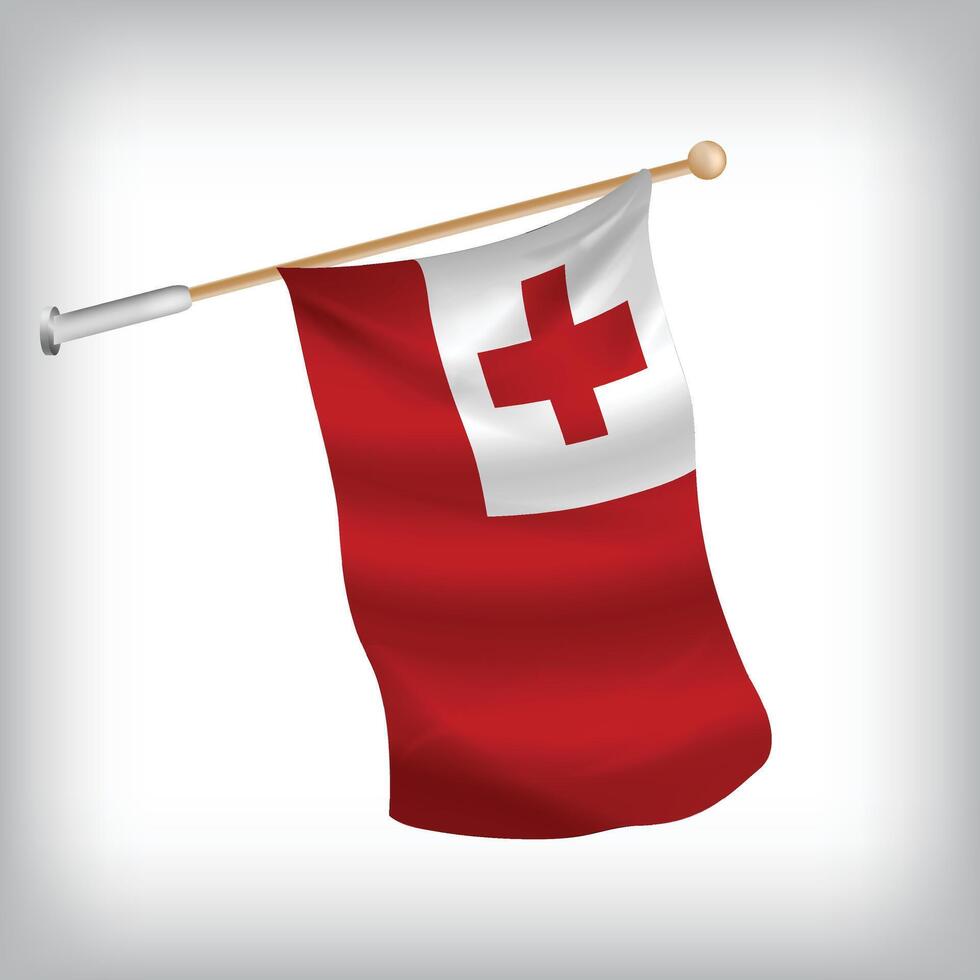 Realistic illustration of Tonga flags waving on the wall. The set is in the flag collection vector