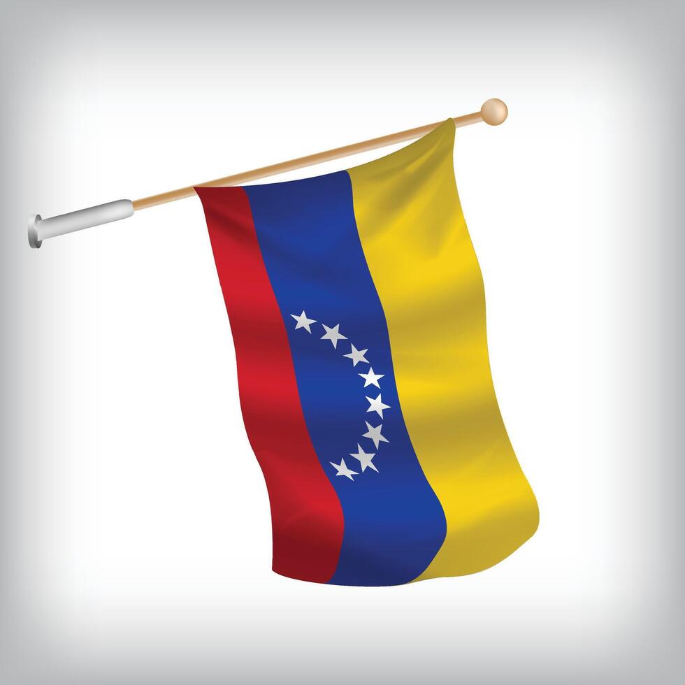 Realistic illustration of Venezuela flags waving on the wall. The set is in the flag collection vector