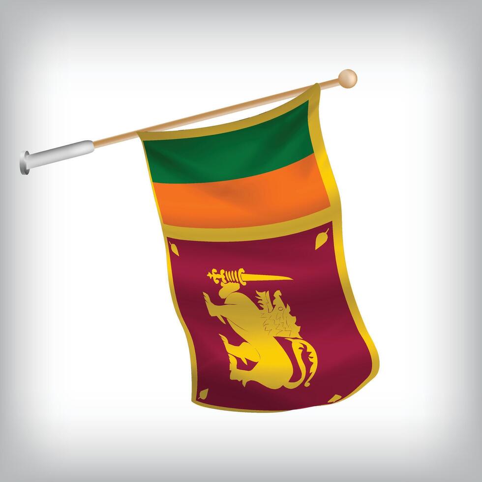Realistic illustration of Sri Lanka flags waving on the wall. The set is in the flag collection vector