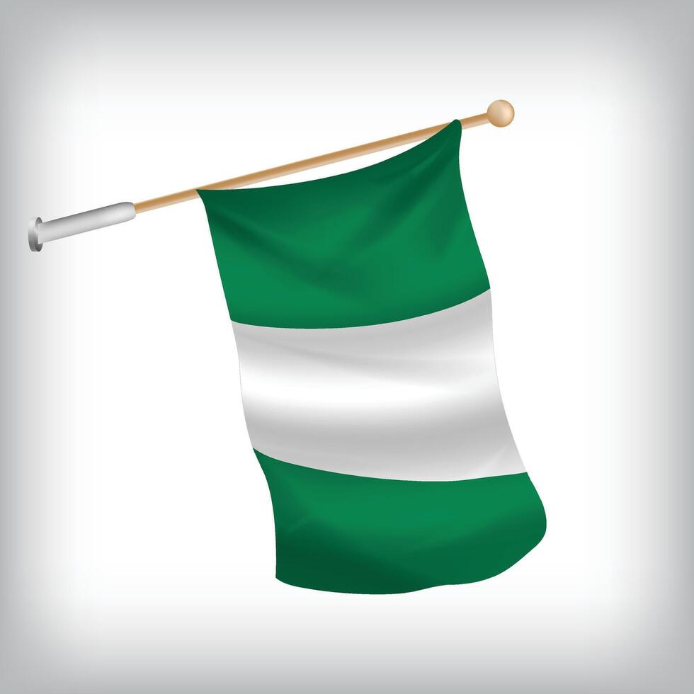 Realistic illustration of Nigeria flags waving on the wall. The set is in the flag collection vector