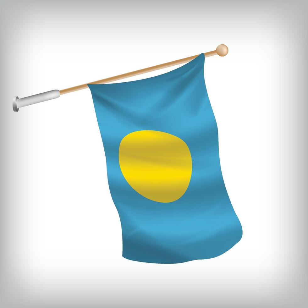 Realistic illustration of Palau flags waving on the wall. The set is in the flag collection vector