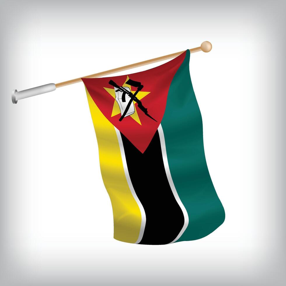 Realistic illustration of Mozambique flags waving on the wall. The set is in the flag collection vector