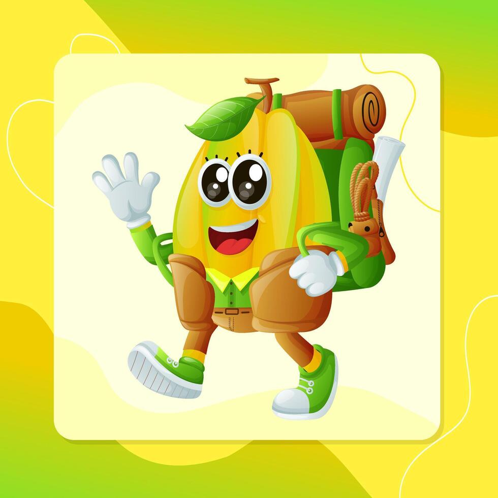 Cute starfruit character on vacation vector