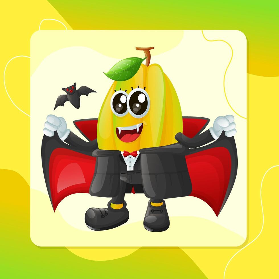 Cute starfruit characters on Halloween vector
