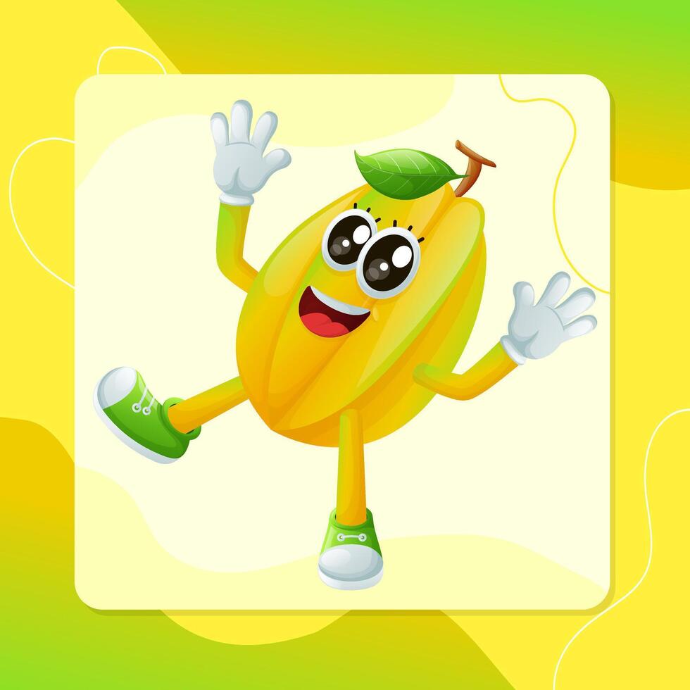 Cute starfruit character smiling with a happy expression vector