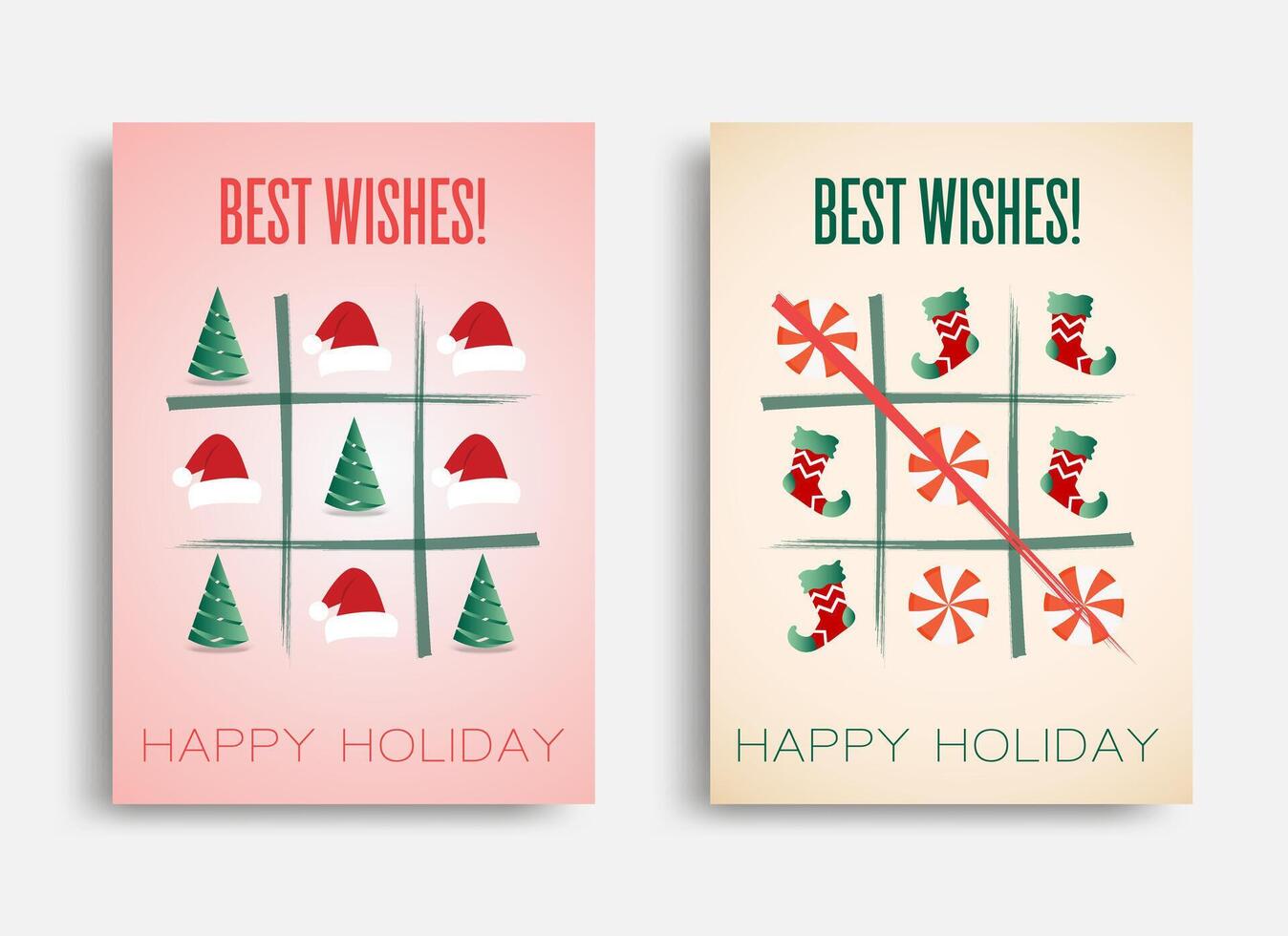 New Year greeting card, Tic Tac Toe, Elegant simple style on a bright background vector