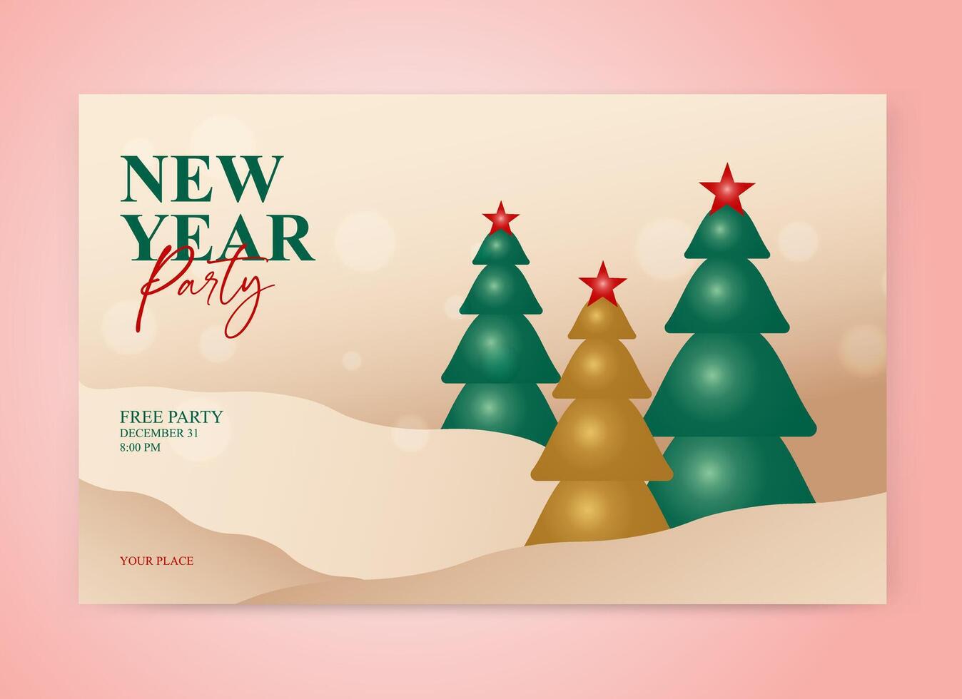 Christmas and New Year greeting cards. Christmas tree with a star on the top, Simple style on a light brown background vector