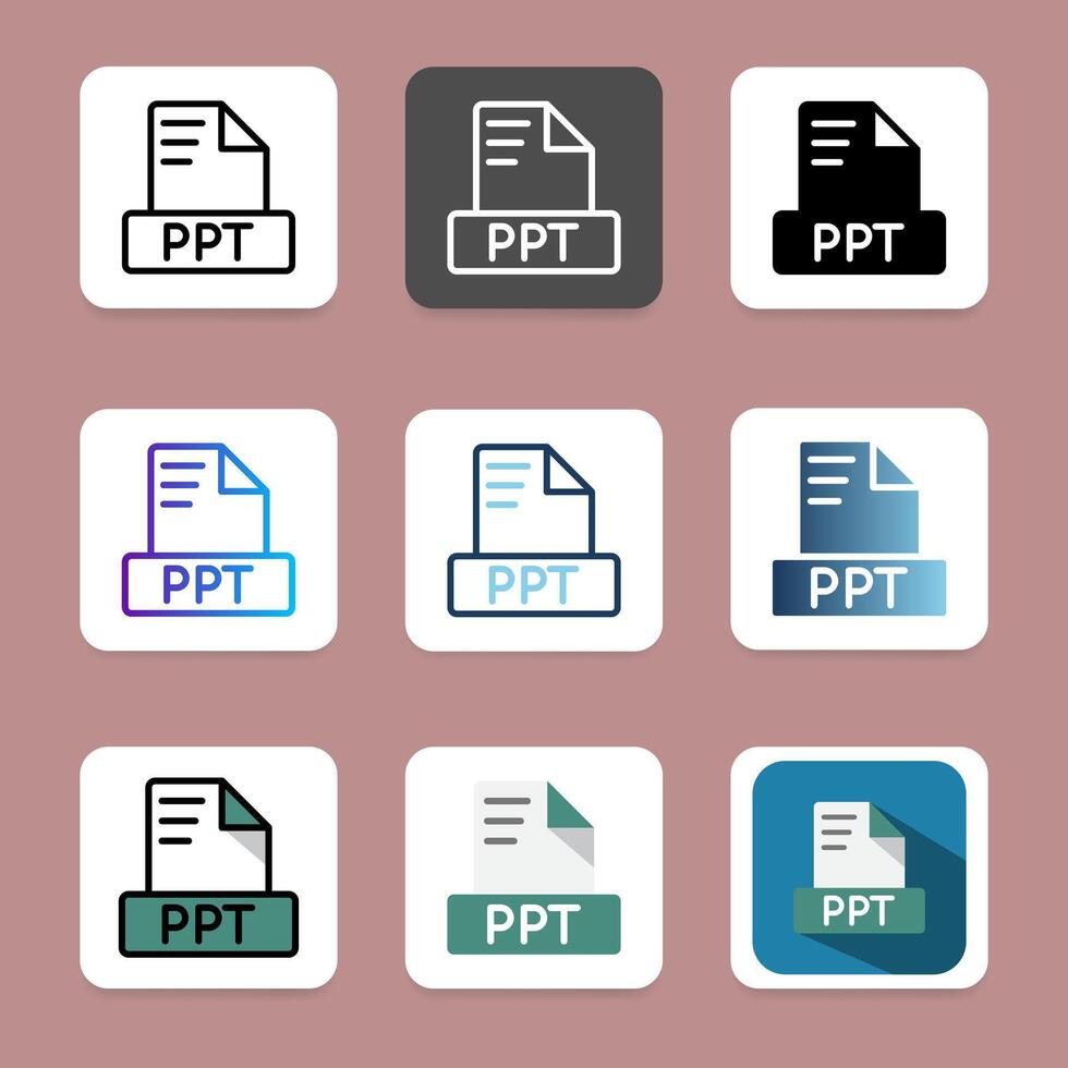 Set ppt icons file format, with elegant color variations and suitable ...