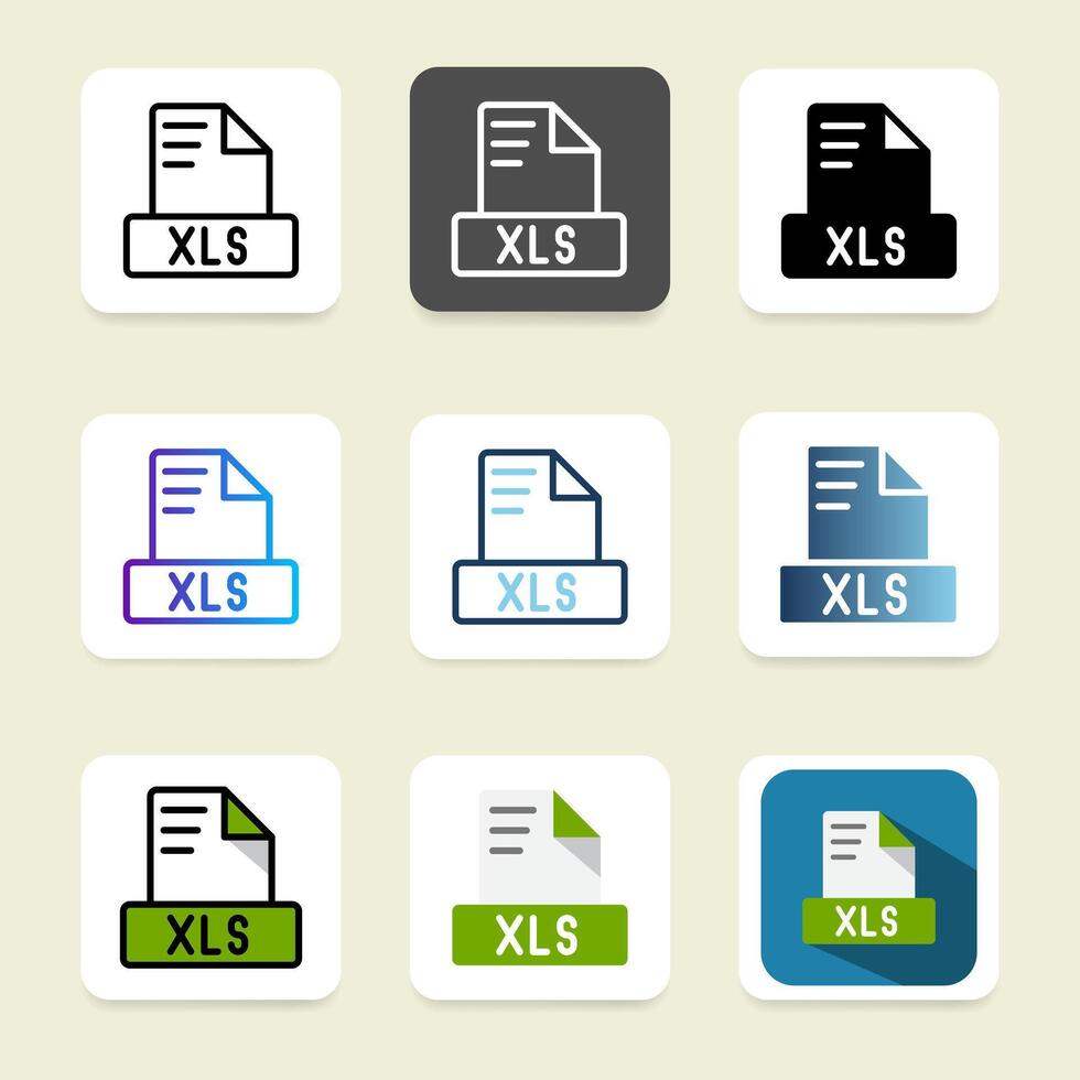 Set xls document file icons. symbol spreadsheet file format with a simple and elegant design. vector
