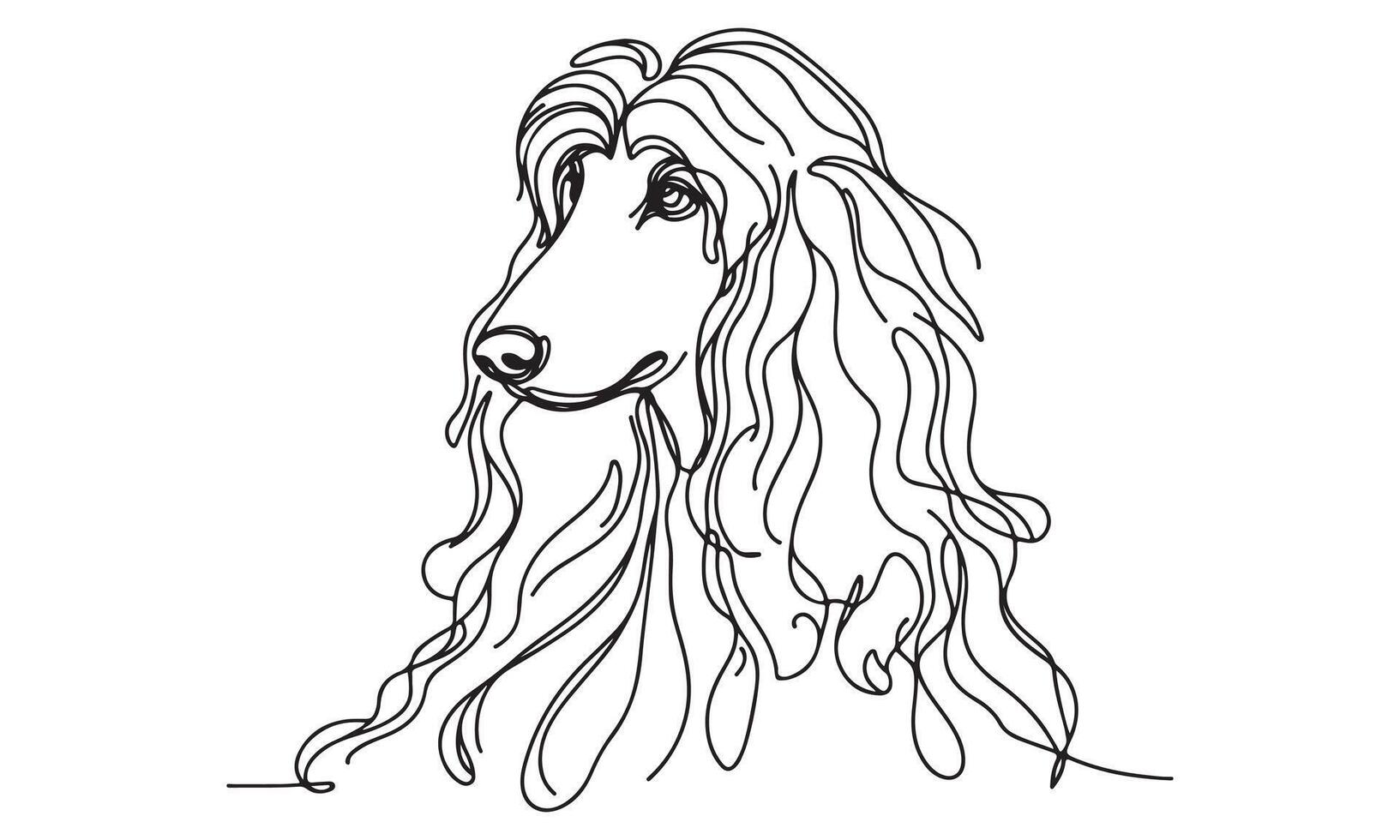 A drawing of a dog with long hair vector