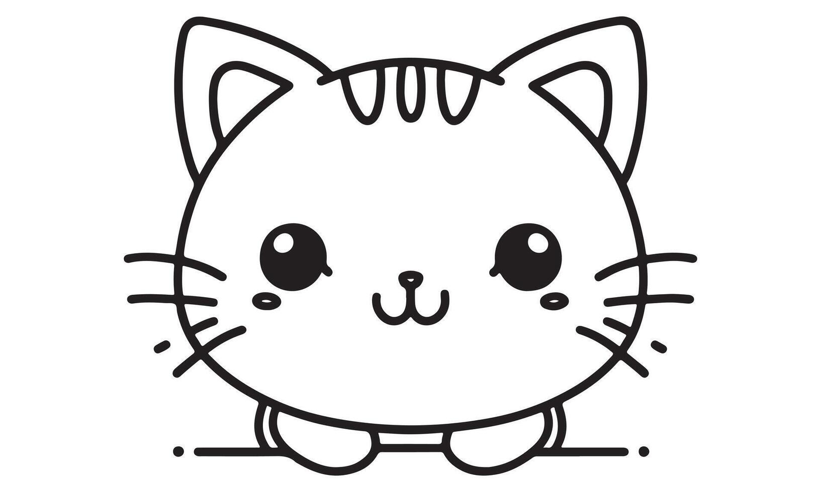 Kawaii cat coloring page vector