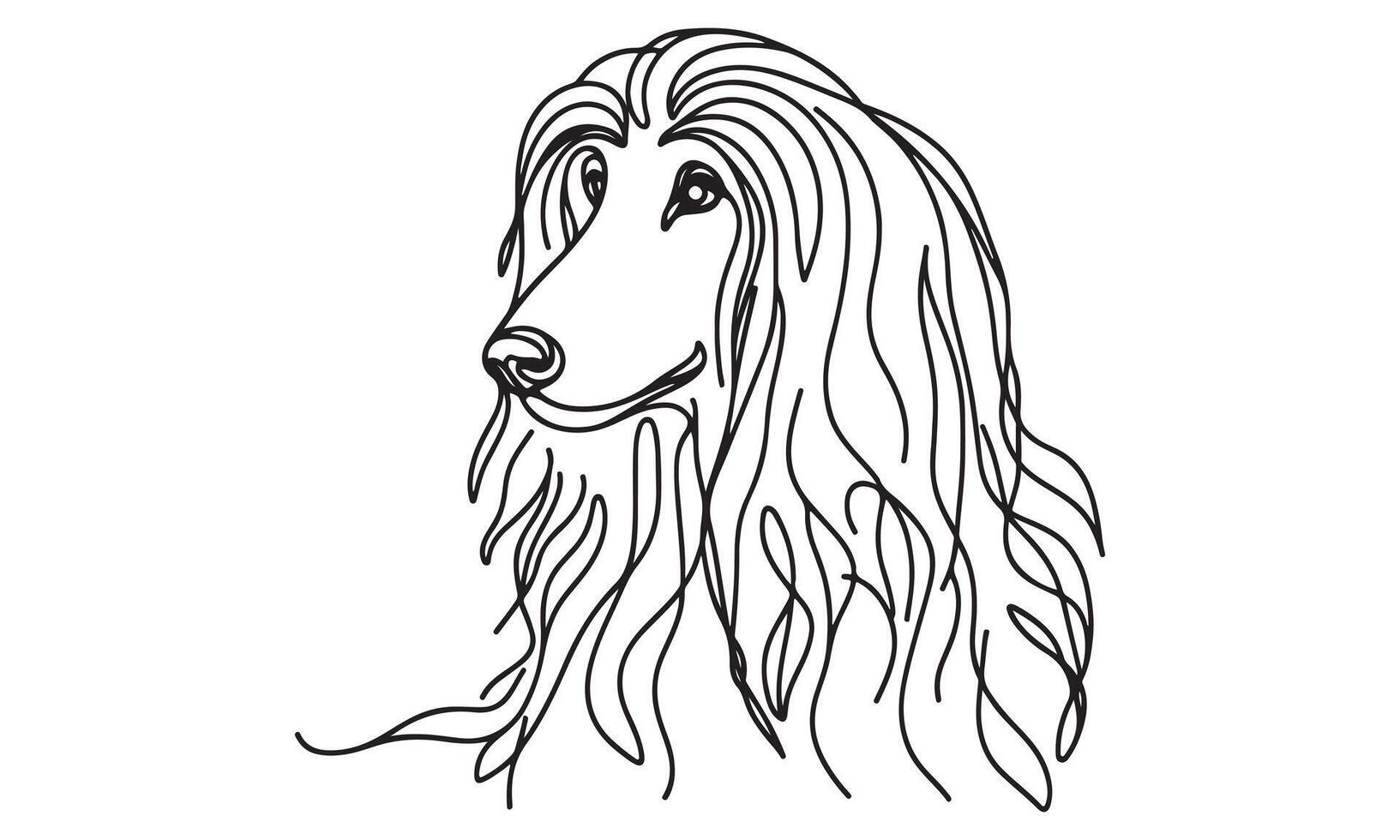 A drawing of a dog with long hair vector