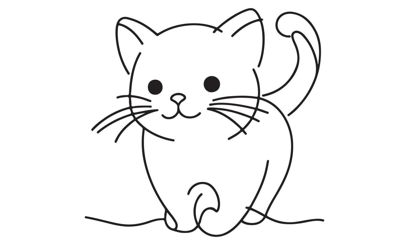 A cat is drawn in a line on a white background vector