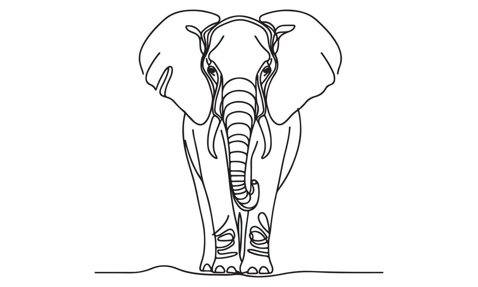 An elephant is standing in a line drawing vector